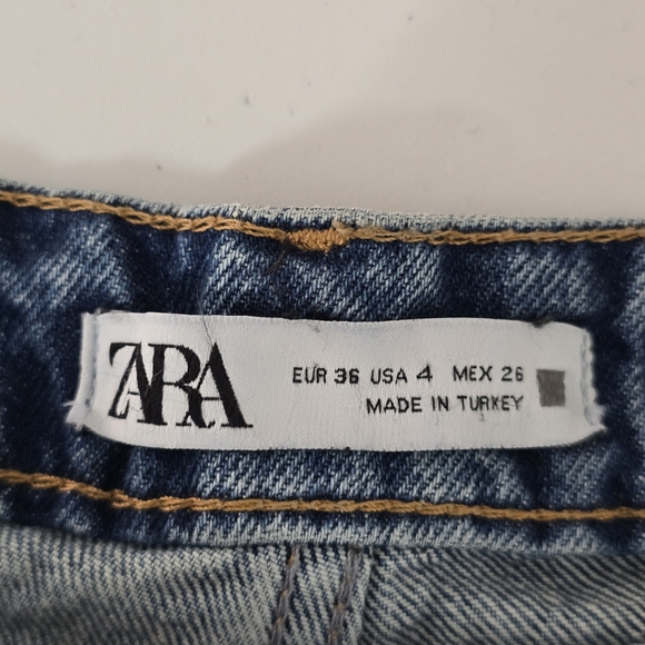 NWT Zara Wide Leg High Rise Jeans Boho Blue Size 4 - Picture 3 of 7